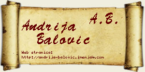 Andrija Balović vizit kartica